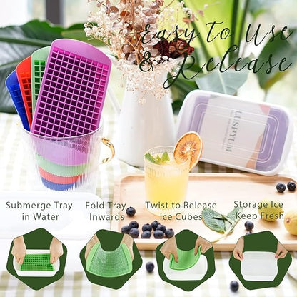 Mini Ice Cube Trays for Freezer with Bin and Scoop, 4 Pack 640 Small Nugget Ice Cube Tray Silicone BPA Free, Tiny Crushed Ice cubes Maker Molds for Chilling Coffee Juice Cocktail Whisky Boba - Image 5