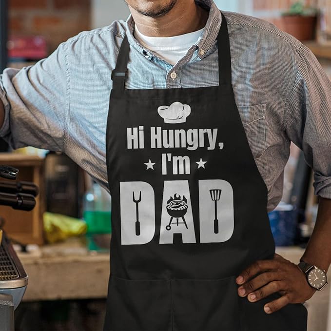SANDJEST Funny Mens Aprons with Pockets for BBQ Grilling Cooking Grandpa Husband Apron for Birthday Christmas Father's Day