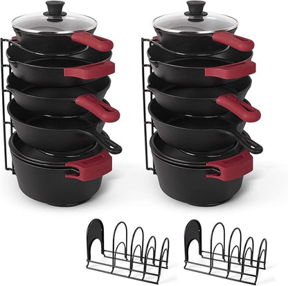 Cuisinel Pots and Pans Organizer - 15" Heavy Duty Skillet Rack - 2 Pack - Kitchen Counter/Cabinet Organization Storage - Holder for Cookie Sheet, Cutting Board, Cast Iron Cookware, Dish, Lid Stand by Cuisinel