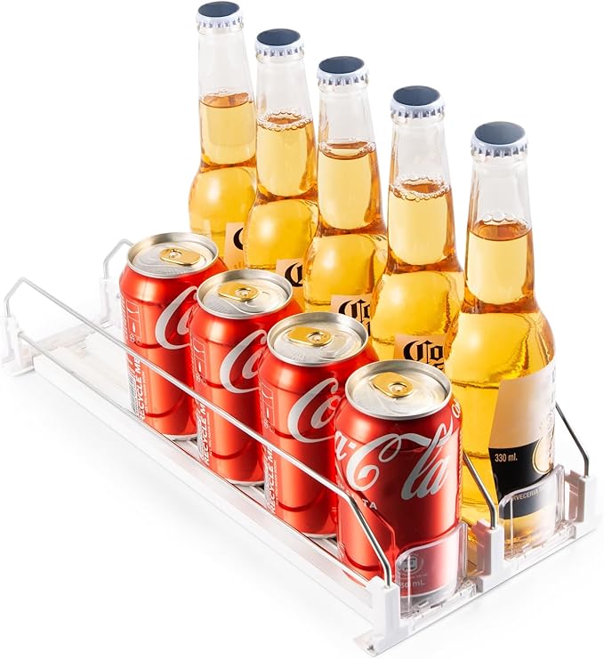 Drink Organizer for Fridge, Soda Can Dispenser for Refrigerator, Automatic Drink Dispenser for Fridge Holds up to 10 Cans, 2 Row - Image 7