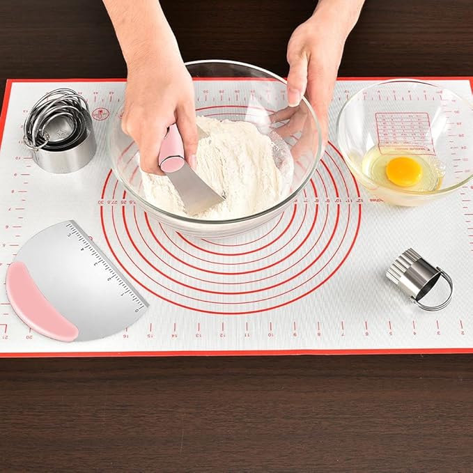 Pastry Cutter, Biscuit Cutter, Dough Scraper, Silicone Baking Mats, Stainless Steel Pastry Blender Set, Dough Cutter Biscuit Cutter Baking Pastry Mat Dough Blender Tools & Pastry Utensils (5 Pcs/Set) - Image 2