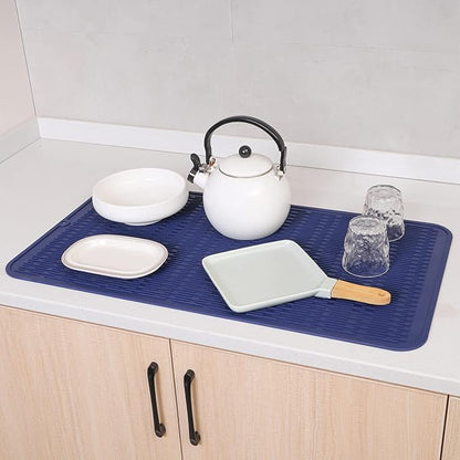 MicoYang Silicone Dish Drying Mat for Multiple Usage,Easy clean,Eco-friendly,Heat-resistant Silicone Mat for Kitchen Counter or Sink,Refrigerator or Drawer Liner Navy Blue 4XL 32 inches x 18 inches - Image 7