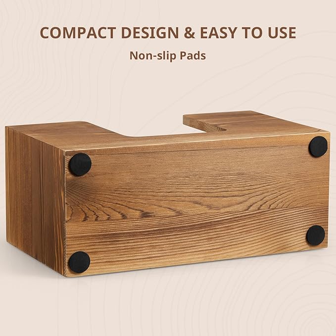 Paper Towel Dispenser Countertop, Burnt Wood Folded Paper Hand Towel Holder for Guest Bathroom, Commercial Tabletop Tissue Dispenser Tray for Multifold C-Fold, Z-Fold, Trifold, 10.31x3.94x6.3 Inches