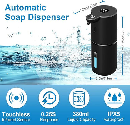 OHIFAST Automatic Liquid Soap Dispenser Touchless, USB Rechargeable Smart Hand Soap Dispenser, 6-Level Adjustable, 12.8oz/380mL, Compatible with Thick Thin Dish Soap for Bathroom Kitchen-Black - Image 2