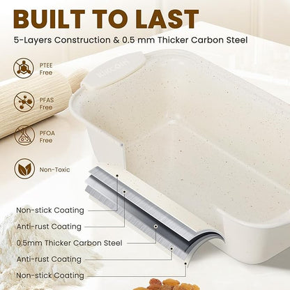 Kikcoin 22 PCS Nonstick Baking Pans Set, Stackable Bakeware Sets with Silicone Handles, 450°F Oven Safe Baking Sheet Set, Easy Release Cookie Sheets for Baking, Cream - Image 3