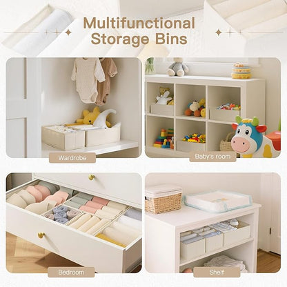 Criusia Drawer Organizer Clothes, 14 Pack Dresser Organizer for Baby Clothes, Underwear, Sock- Foldable Closet Organization and Storage Dividers Bins for Nursery, Bedroom and Dorm (Beige) - Image 5