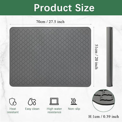 Stove Top Cover for Electric Stove - Food Grade Ceramic Stove top Cover, Silicone XXL Dish Drying Mat, Glass Cooktop Covers, Flat RV Range top Mats (Grey, 27.5"X20") - Image 2