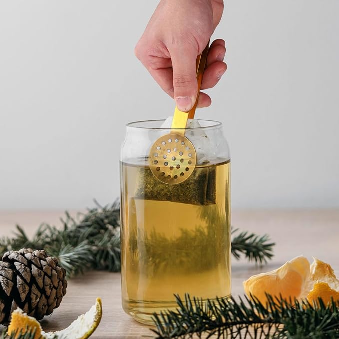2pcs Tea Bag Squeezer Tongs, Stainless Steel Tea Bag Dispenser Gripper Picker Accessories Premium Teabag Squeezer Strainers Clip for Tea Drinkers Gifts (Golden)