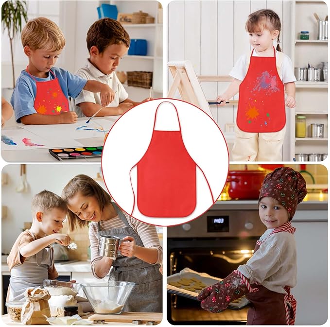 KUUQA 16/24/30/36/40Pcs Kids Apron Painting Aprons for Kids, Kids Paint Apron Art Smock for Classroom Painting Party Supplies