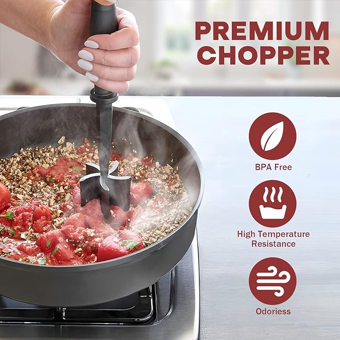 2 Pcs Meat Chopper, Upgrade Hamburger Smasher, Premium Heat Resistant Meat Masher for Ground Beef, Ground Turkey and More, Non Stick Mix Grinder - Image 5