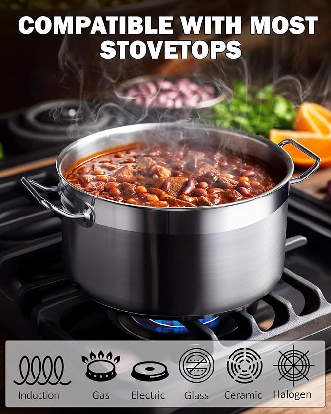 Cooks Standard 6-Quart Stock Pot with Lid, Professional 18/10 Stainless Steel Stockpot Dutch Oven Casserole Cooking Pot, Ollas de Cocina, Compatible with All Stovetops, Silver - Image 3