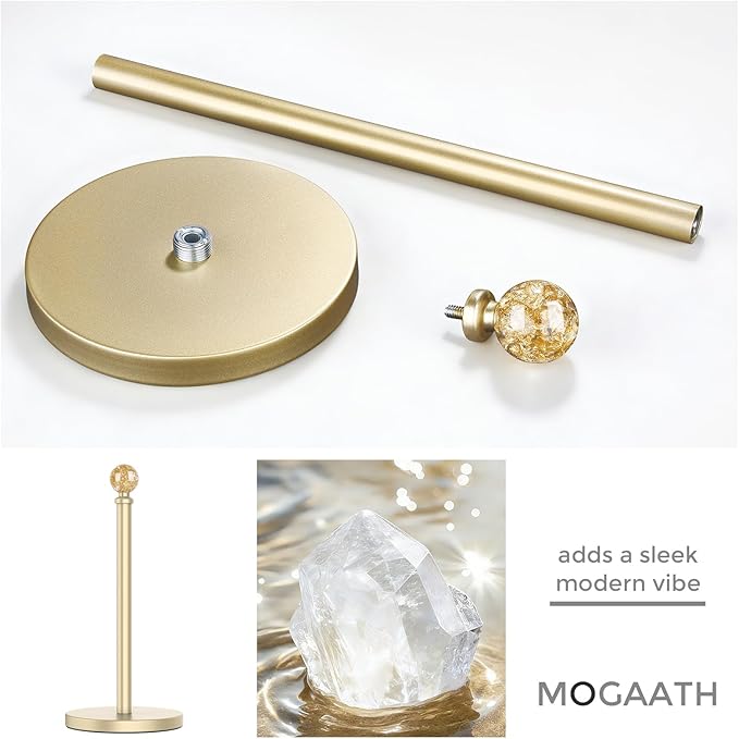 Gold Paper Towel Holder Countertop, Unique Gold Ball Decor,Brass Paper Towel Holder for Kitchen - Sturdy, Durable, and Elegant Home Decor for Kitchen