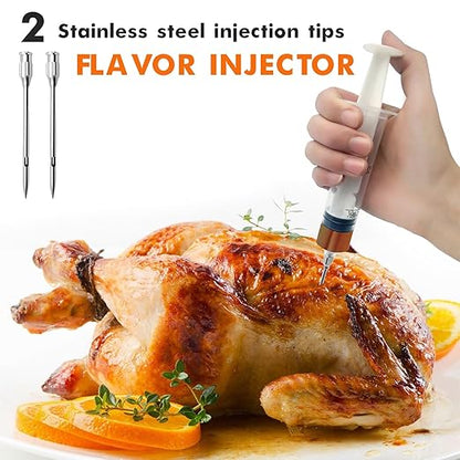 CloudHand Meat Turkey Pop Up Timer & Flavor Injector Set, Turkey Thermometer Disposable Chicken Beef Cooking Meat Thermometers & Timers, Pops at 175°F–180°F Pack of 6
