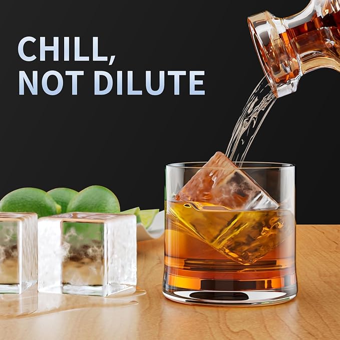 Large Ice Cube Tray for Whiskey: FDDBI Big Square Ice Cube Maker for Cocktail - 3Pack Silicone Old Fashioned Ice Cube Trays - 2inch Huge Cubed Ice Trays for Whisky - Image 6