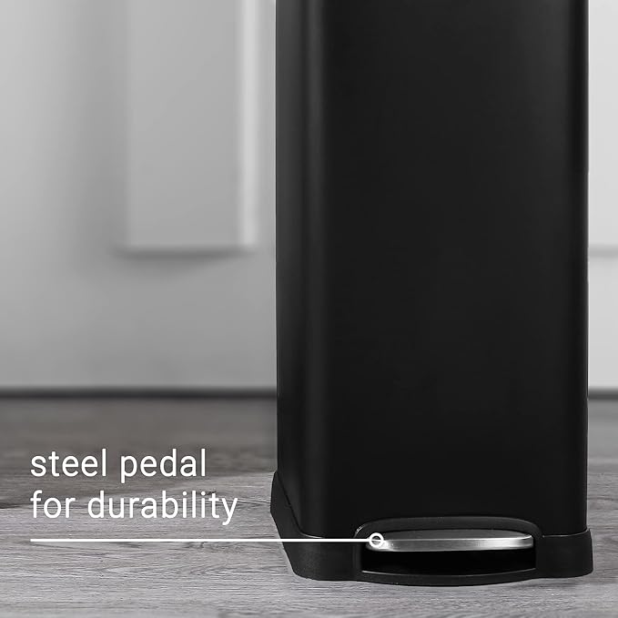 happimess HPM1007B Betty Retro 8-Gallon Step-Open Trash Can with Soft-Close Lid, Fingerprint Resistant, Modern, Minimalistic for Home, Kitchen, Laundry Room, Office, Bedroom, Bathroom, Black - Image 7