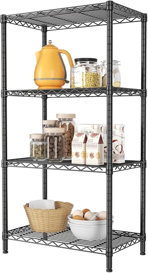 SINGAYE 4 Tier Storage Rack Wire Shelving Unit Shelves Metal for Pantry Closet Shelve Organization Kitchen Laundryroom 800Lbs Capacity 24" D x 14" W x 48" H Black - Image 9