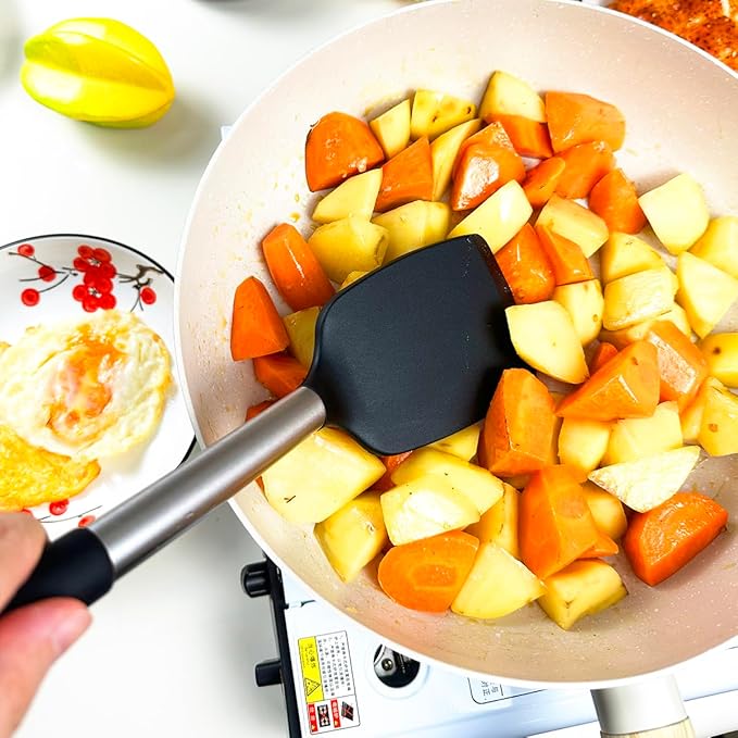 KLAQQED 3Pcs Silicone Spatula Set Heat Resistant Spatulas for Nonstick Cookware Fish Turner Plastic Spatulas Rubber Wok Spatula, Long Large Spatula Silicone Cooking Use Kitchen Utensils Set - Image 6