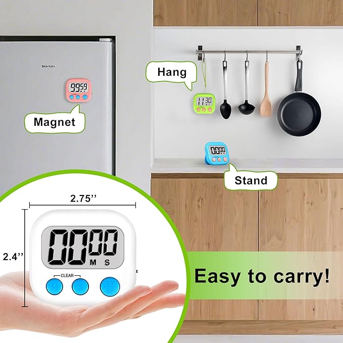 Digital Timer for Kids Teacher Supplies Classroom Timer for Study Learning Management Kitchen Work Exercise-4Pack Pink Blue Green White - Image 5
