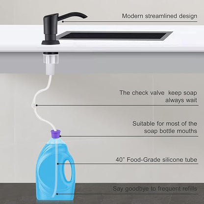GAGALIFE Built in Counter Soap Dispenser (Oil-Rubbed Bronze) for Kitchen Sink and Extension Tube Kit, Anti-Leakage Upgrade with 40" Tube, No More Top Refill