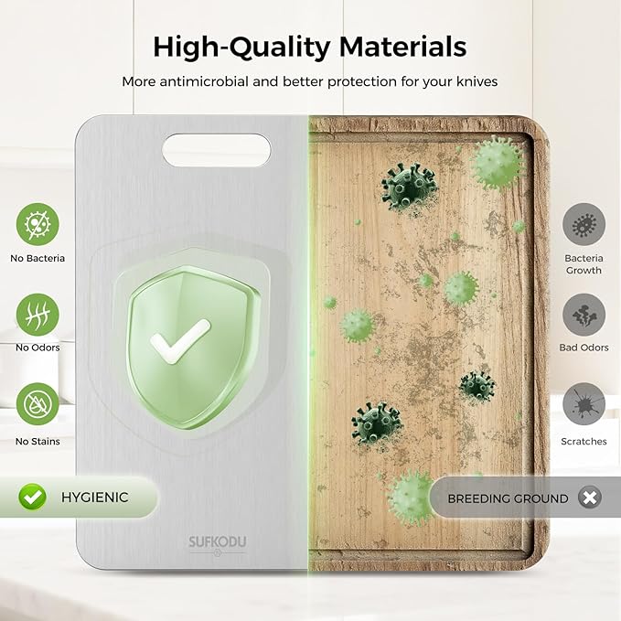 Titanium Cutting Board, 100% Pure Titanium Cutting Boards for Kitchen, Double-sided Titanium Cutting Boards,Separate Raw and Cooked Food Areas,Non-Toxic,Dishwasher Safe 13”L × 8”W - Image 7