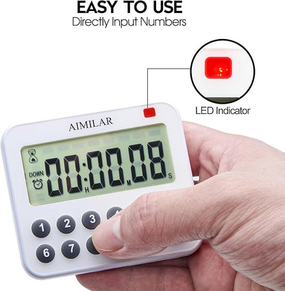 AIMILAR Magnetic Digital Kitchen Timer with Direct Numerical Keypad, Loud Alarm - 99Hr Countdown Count Up Timer for Cooking Baking Classroom, Batteries Included - Image 3