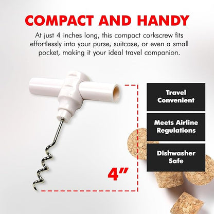 Chef Craft Select Travel Corkscrew, 4 inches in length, White - Image 4