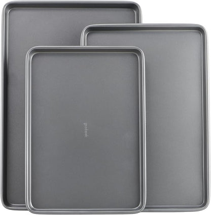 GoodCook Everyday Nonstick Baking Sheet Set, 3 Pack Includes Small (13×9) Medium (15×1) and Large (17×11) Pans Carbon Steel Construction Cookie Sheets Bakeware Set, Gray by GoodCook
