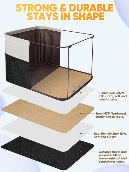 BALEINE 3 Pack Fabric Closet Storage Bins for Shelves, Linen Closet Organizers and Storage, Decorative Baskets for Organizing, Shelf, Clothes, Home, Office (Black, 14''x10''x8.5'')