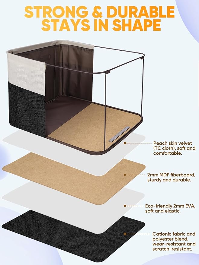 BALEINE 1 Pack Fabric Closet Storage Bins for Shelves, Linen Closet Organizers and Storage, Decorative Baskets for Organizing, Shelf, Clothes, Home, Office (Black, 14''x10''x8.5'')