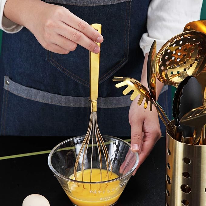 Gold Whisk, Berglander Whisk For Cooking With Titanium Gold Plating, Stainless Steel Balloon Whisk, Sturdy Kitchen Wire Whisk Set for Cooking, Baking, Blending, Beating, Dishwasher Safe, Easy to Clean - Image 7