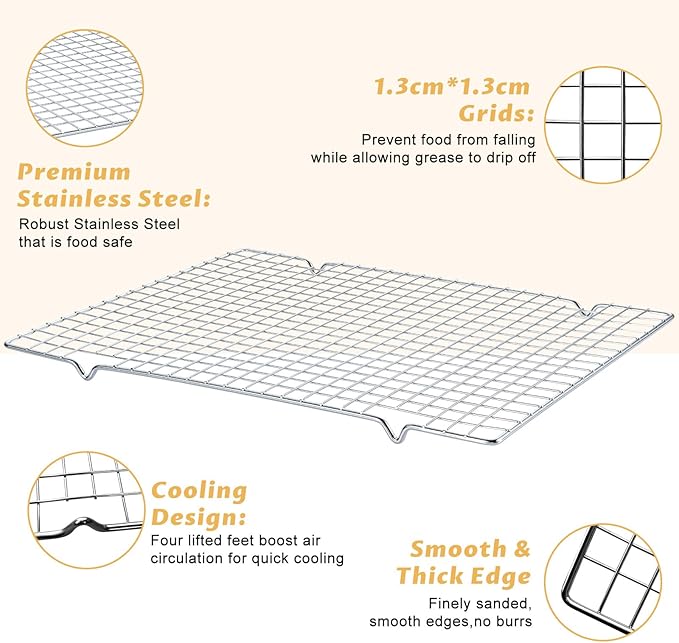Baking Sheet with Cooling Rack - 17" x 11" x 0.5" Carbon Steel Cookie Sheet for Baking [1 Sheet + 1 Rack], Nonstick Baking Pan, Perfect for Baking, Roasting, and More - Image 4