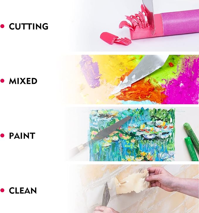 CONDA Palette Knife Painting Stainless Steel Spatula Palette Knife Oil Paint Metal Knives Wood Handle (Red 5 Piece) - Image 4