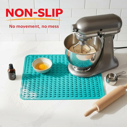 Silicone Drying Mat 16 × 12 – Teal Green Non-Slip Sink Mat for Kitchen Counter, Heat-Resistant Food-Grade Dish Pad, Easy-Clean Multipurpose Drawer Liner (Teal Green, 16" x 12")