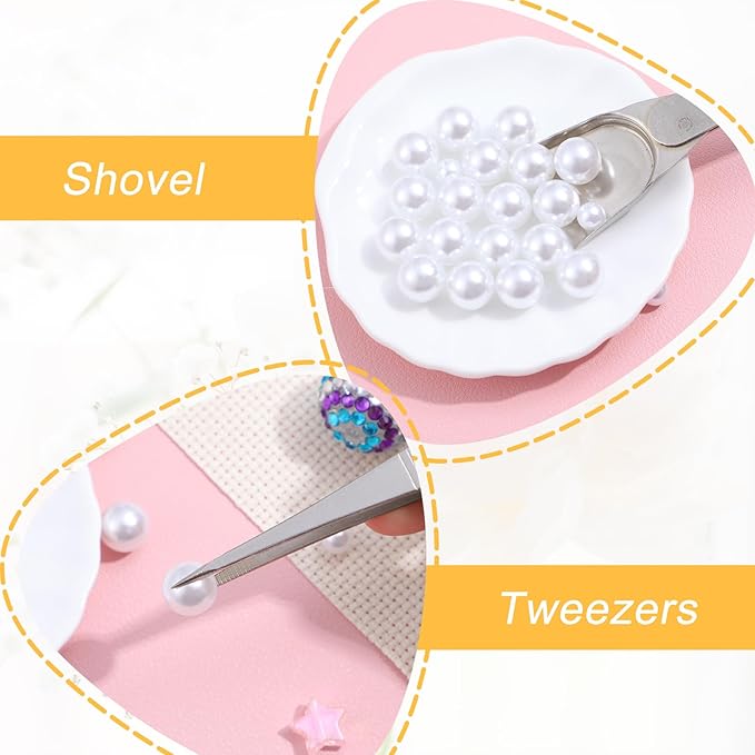 4 PCS Cake Decorating Tools Set, Stainless Steel Pearl Sprinkles Pen Pearl Grabber with 4 Claws & Tweezers with Shovel Head Spoon Sugar Cookie Decorating Supplies for Baking Cookies Cupcake Decoration