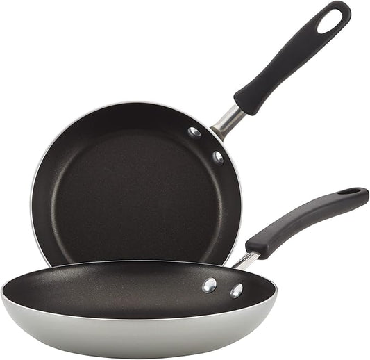 Farberware Cookstart DiamondMax Nonstick Frying Pans/Skillet Set, Dishwasher Safe, 8.25 Inch and 10 Inch, Silver by Farberware