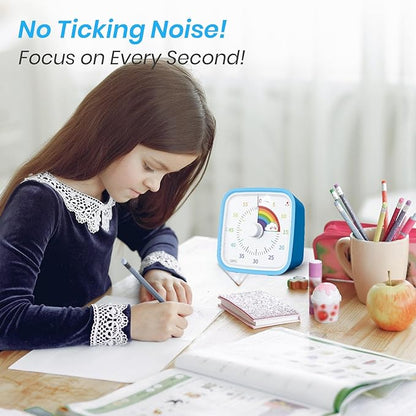 Yunbaoit Visual Timer with Protective Case, Rainbow Disk 60 Minute Countdown Timer for Kids and Adults, Silent Time Management Tool(Blue Rainbow)