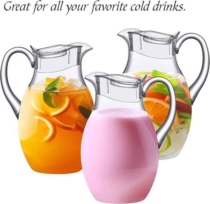 Amazing Abby - Bubbly Grand - Plastic Pitcher (96 oz, 3 Quart), Clear Water Pitcher with Lid, Fridge Jug, BPA-Free, Shatter-Proof, Great for Iced Tea, Sangria, Lemonade, Juice, Milk, and More - Image 6