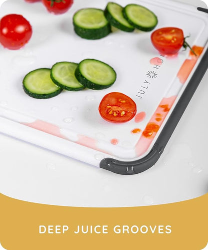 Serveware Accessories Cutting Boards for Kitchen, Plastic Cutting Board, Dishwasher Safe Cutting Board with Juice Grooves, Thick Chopping Board Easy Grip Handle & Non-Slip (Black, 16"x10")