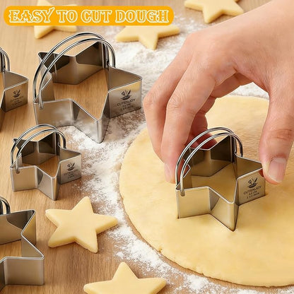 Star Cookie Cutters (5 Pieces/Set),Biscuit Cutter Set with Handle and Big Ring, Professional Baking Dough Cutter Tools for Cakes, Sandwiches, Donuts, Dumplings - Image 5