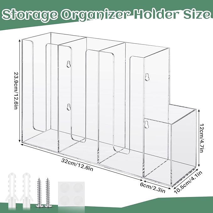 Cunhill 4 Compartments Acrylic Coffee Cup and Lid Storage Organizer Holder Disposable Paper Cup Dispenser Organizer Plastic Lid Holder Accessories for Kitchen Bar Shop Party Supplies(Transparent) - Image 2