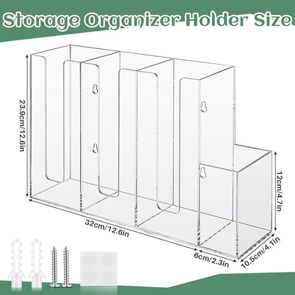 Cunhill 4 Compartments Acrylic Coffee Cup and Lid Storage Organizer Holder Disposable Paper Cup Dispenser Organizer Plastic Lid Holder Accessories for Kitchen Bar Shop Party Supplies(Transparent) - Image 2