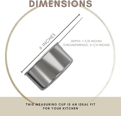 1 Cup Stainless Steel Measuring Cup | Sturdy Metal 250 ml | 240 cc | 8 oz | Single Cup for Wet and Dry Ingredients | Great for use as 1 Cup Dog Food Scoop - 1 PK - Image 3