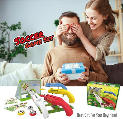 Cap Shooting Bottle Opener Gun - Launches Caps for World Cup Parties, BBQs & Adult Gatherings, Fun Gadget for Men, Unique Gag Gift for Sports Events (Blue red white yellow)