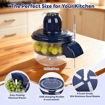 Automatic Grape Peeler Machine, Electric Garlic & Cherry Tomato Peeler Skin Remover Tool for Small Fruits, Effortless Peeling for Home Kitchen (Blue-1PC) - Image 2
