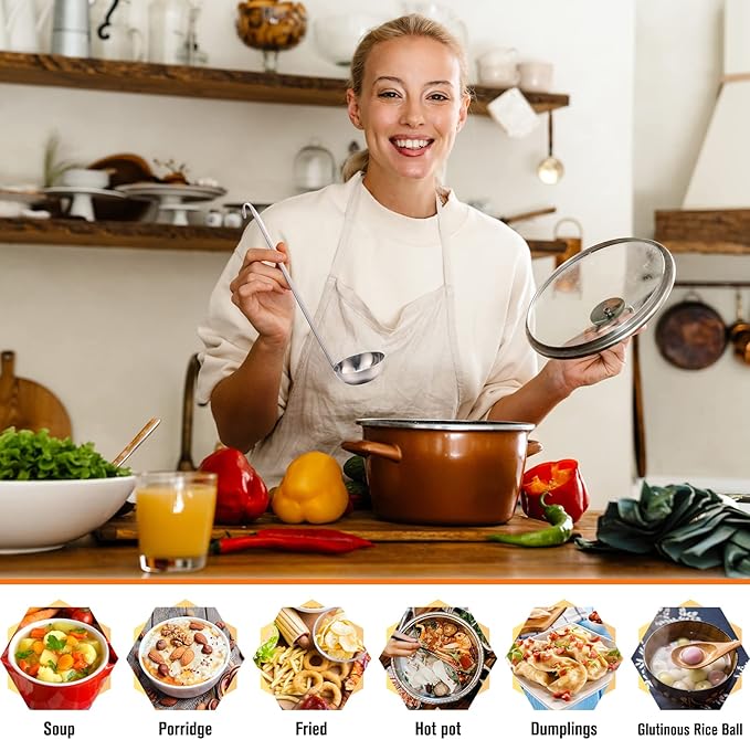 Cunhill 5 Pcs Soup Ladles Stainless Steel Serving Ladles with Long Handle for Serving, Cooking, Stirring, Portioning Kitchen Restaurant Accessories(4 oz) - Image 6