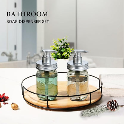 Amolliar Plastic Mason Jar Soap Dispenser with Pump Lid,16OZ Refillable Hand Soap Dispenser Set with Cute Lables - Farmhouse Decor for Kitchen Bathroom, Liquid Soap, Dish Soap, Lotion (2 Pack, Silver) - Image 4