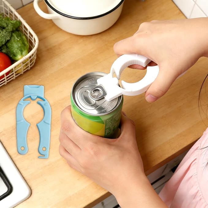 6-Pack Plastic Bottle Cap Opener, 3-in-1 Multi-Purpose Gripper Water Bottle Opener for Arthritic Hands, Easy-Twist Jar Opener Tool for Kitchen, Camping & Outdoor Use (Orange, Blue, White) - Image 8