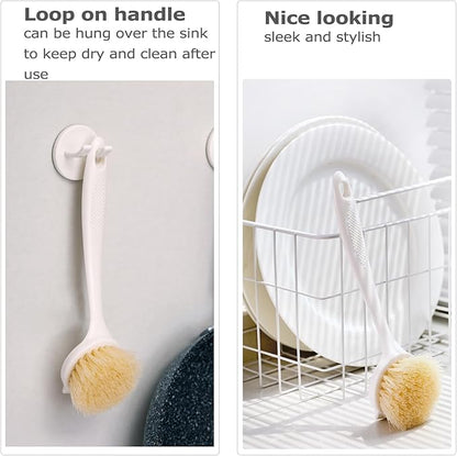 Facjoleco Dish Brush with Handle, Pot Brush, 2 Pack Kitchen Scrub Brushes for Cleaning, Dish Scrubber with Soft Bristles for Sink, Pots, Pans - Image 6