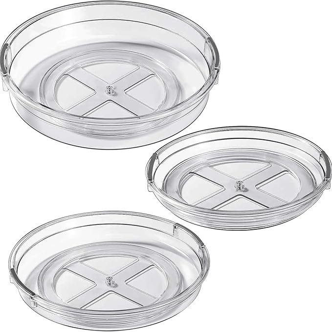 LAMU 3 Pack Lazy Susan Organizer Turntable for Cabinet, Condiment Organizer for Kitchen Pantry Organizers and Storage, Table Top, Fridge, Countertop, Spice Organization, 12'' 10.6'' 9.25'', Grey - Image 9