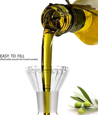 HAIZEEN 5 oz Glass Oil Dispenser Bottle,No Funnel Needed Cruet Decanter - Image 3
